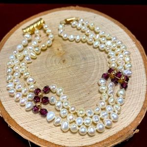 VTG| 14K Pearl & Gem Bracelet ❤️💛